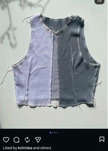 6429. Contrast Patchwork Crop Top