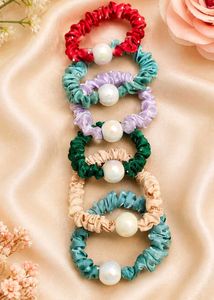 Pearl Accent Scrunchie Set