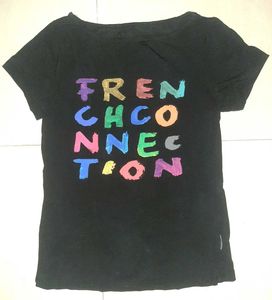 🖤 FRENCH CONNECTION | Colourful Graphic Black T-S