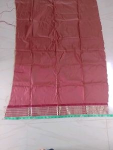 Peach Silk Saree with Maroon Border