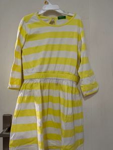 Beautiful White N Yellow Striped UCB Dress
