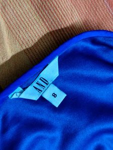 And Blue One Shoulder Waterfall Skirt Co-ord Set