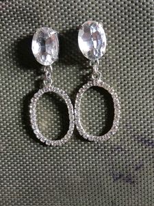Sparkling Oval Drop Earrings