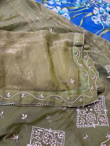 Unstitched Green Lehenga and Duppatta