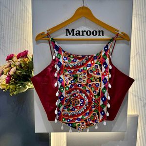 Embroidered Crop Top Blouse