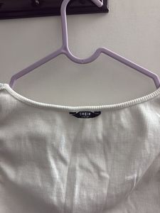 White Ribbed Crop Tank Top