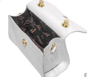 Stylish White Croco Texture Handbag