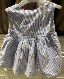 Striped Button-Front Dress with Print