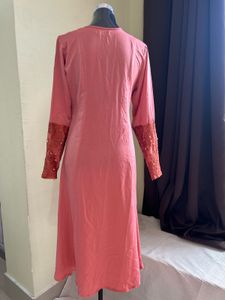 Elegant Coral Ethnic Gown