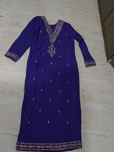 Beautiful Purple Embroidered Kurta Set