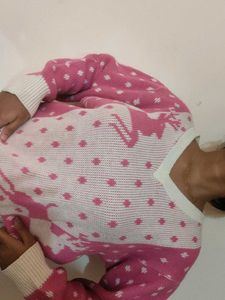 Pink+White Sweater