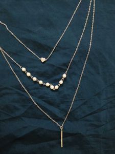 Triple Layered Silver Chain Necklace