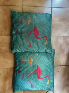 Set of 2 Flamingo Print Throw Pillows
