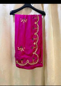 Dark Pink Embroidered Saree
