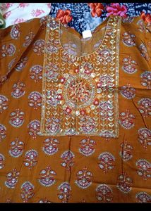 Printed Kurta with Embroidered Yoke