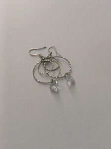 Silver Tone Circle Drop Earrings