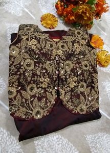 DEEP WINE THREE PIECE HEAVY GOWN