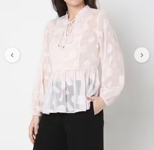 Sheer Geometric Print Peplum Top