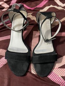 Black Suede Ankle Strap Heels