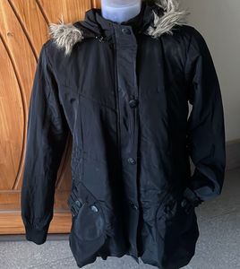 Fur Trim Black Winter Coat