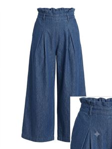 High-Waisted Wide-Leg Denim Culottes