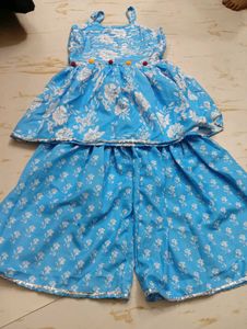 4-6 year Charming Blue Floral Print Sharara Set