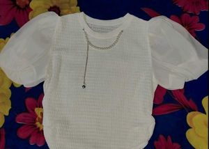 Chic Puff Sleeve Textured Top