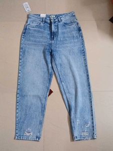 Light Wash Distressed Mom Jeans