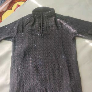 Elegant Black Chikankari Kurta