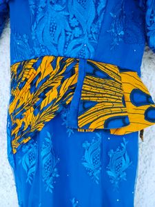 Blue African Peplum Style Gown