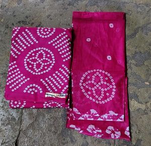 Pink Bandhani printed Dress Material