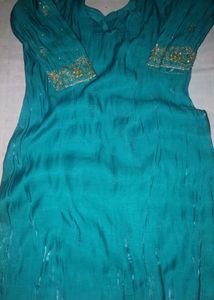 Teal Green Embroidered Kurti Set with Salwar