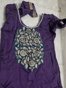Purple Embroidered Kurta
