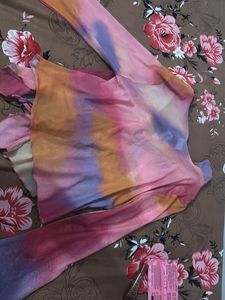 Sheer Tie-Front Ruffle Top