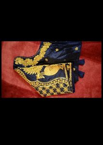 Navy Blue Embroidered Blouse