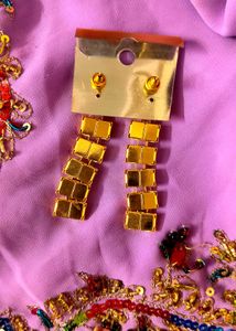 Gold-Tone Dangling Square Earrings