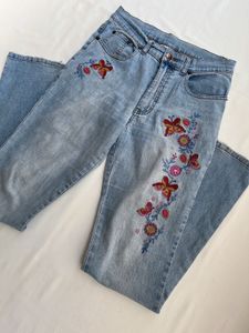 Y2k Embroidered bootcut jeans