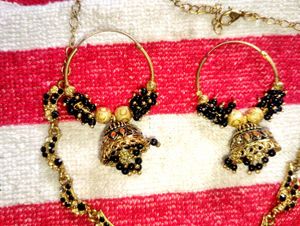 3 Elegant Gold Tone Jewel Necklace &amp; Earring Set