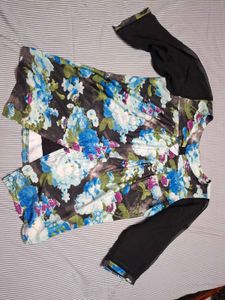 Floral Tie-Front Bell Sleeve Top