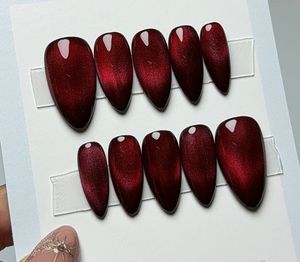 Blood Red Cat Eye Nails