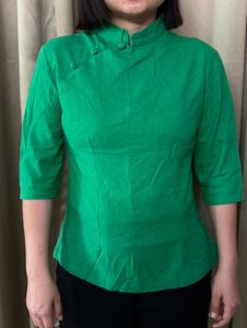 ✨SALE✨Emerald Green Mandarin Collar Cheongsam top