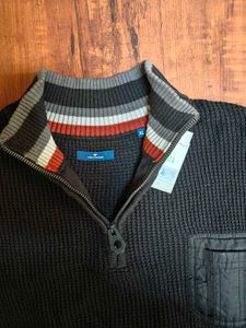 Men's Black Half-Zip Pullover Sweater