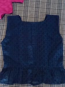Elegant Blue Eyelet Crop Top💙