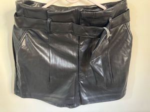 Belted Faux Leather Shorts
