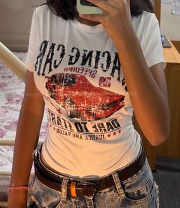 Basic? Never. White Graphic IT-GIRL Baby Tee | 🏁