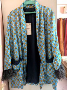 🌟🌐ZARA BLUE PRINT BLAZER KIMONO JACKET 🌟🌐