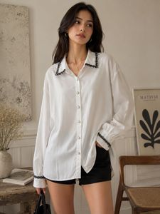 Elegant White Pearl Button OverSized Shirt