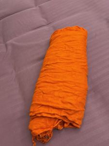 Vibrant Orange Scarf with Tassels