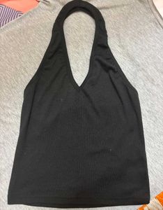 Black Halter Neck Crop Top