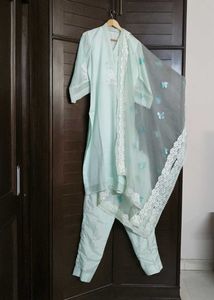 Pastel Green Kurta Set with Dupatta